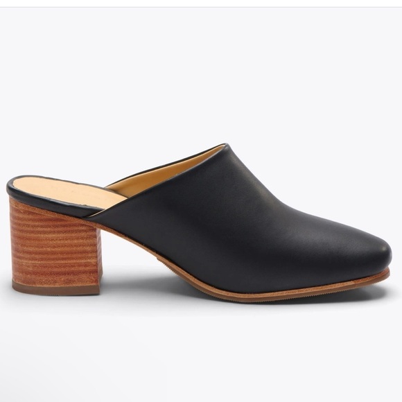 Nisolo All Day Black Leather Heeled Mule Size 8 - Picture 1 of 8